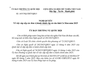 Danh sách đơn vị hành chính cấp phường, xã tỉnh Cà Mau (Cập nhật tháng 6/2025)