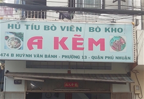 Quán Hủ tiếu bò viên, bò kho A Kẽm: 474B Huỳnh Văn Bánh, Phường 13, Quận Phú Nhuận