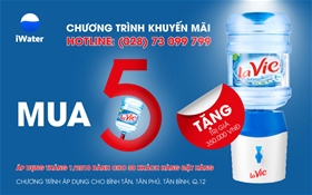 Khuyến mãi đầu năm 2018! Mua 5 bình LaVie tặng 1 bình úp chuyên dụng LaVie trị giá 350.000